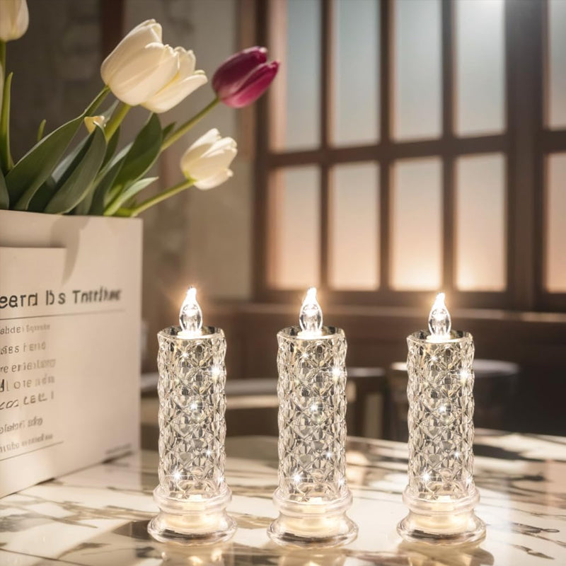 ✨ Ljusstake med kristallros - romantiskt sken utan stök