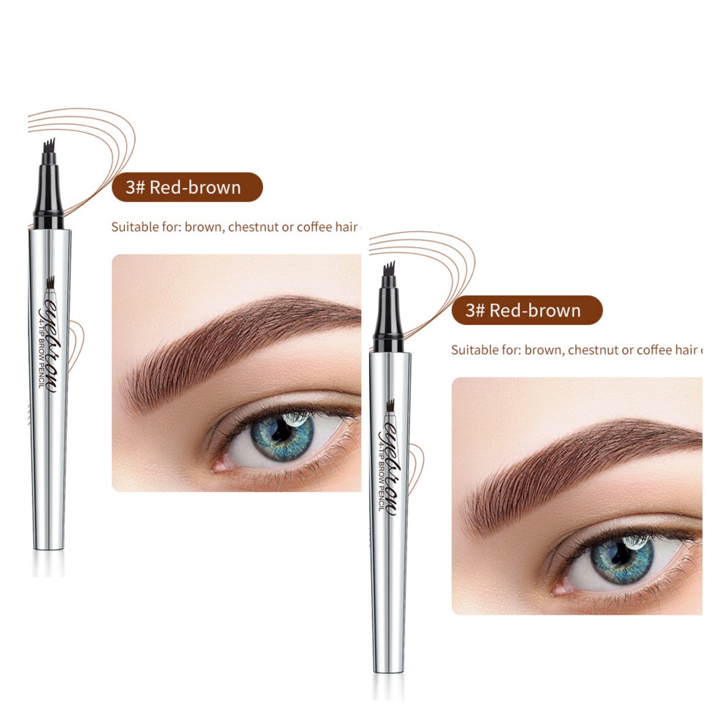 Vattentät 3D Eyebrow Pencil Microblading Tattoo Pen med 4 tänder