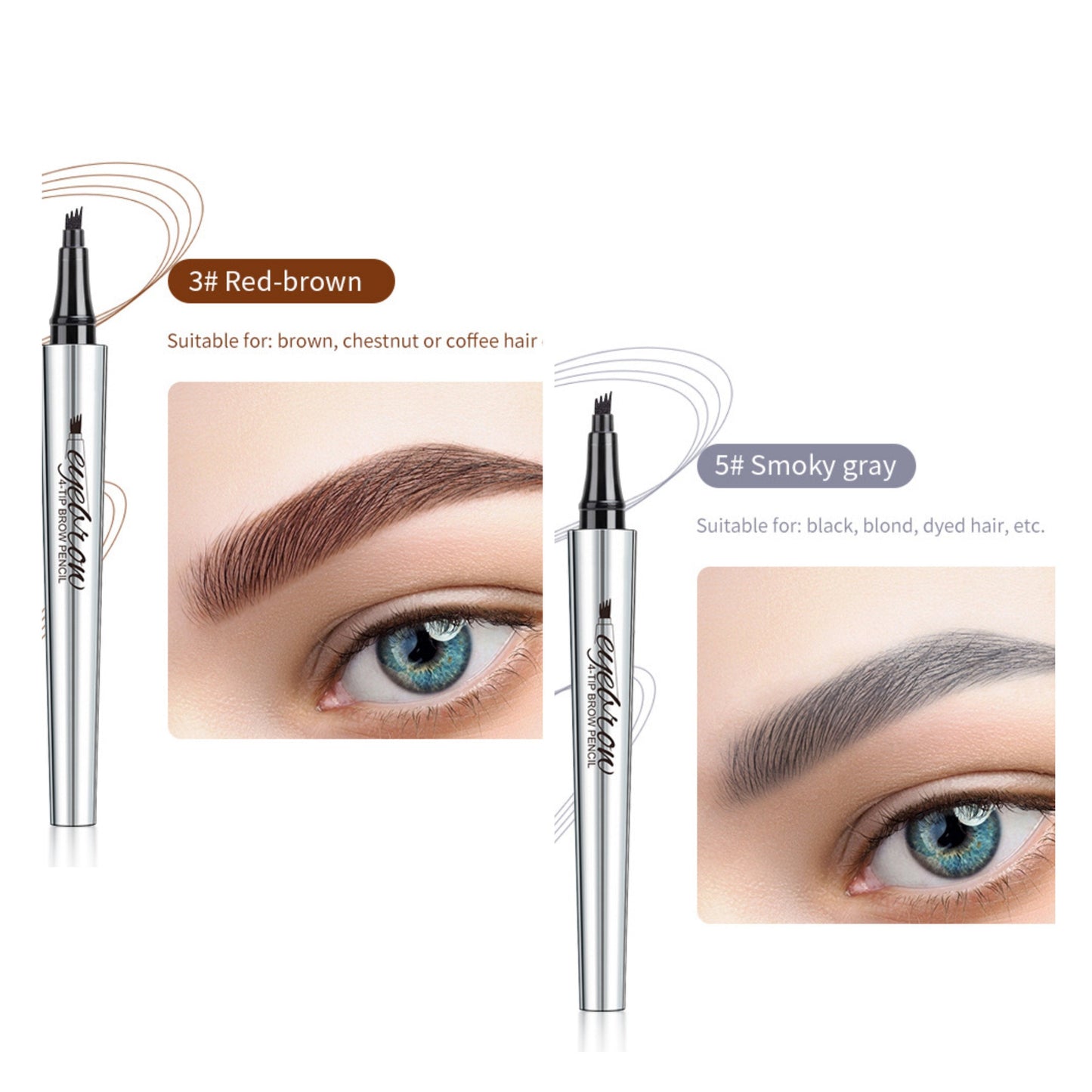 Vattentät 3D Eyebrow Pencil Microblading Tattoo Pen med 4 tänder