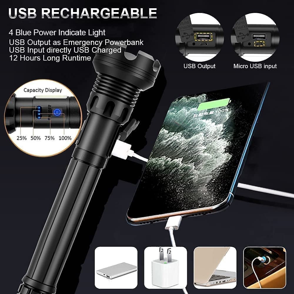 LED Uppladdningsbar Tactical Laser Ficklampa Hög Lumens