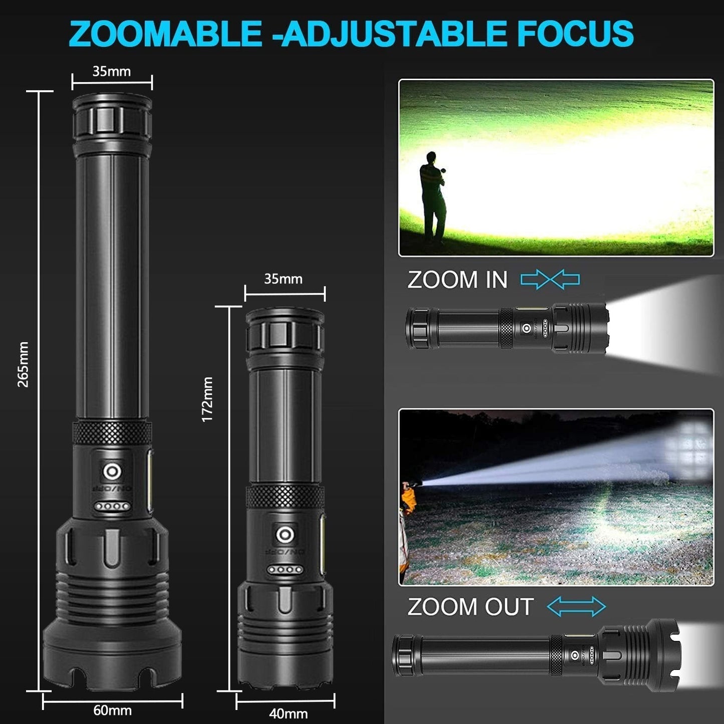 LED Uppladdningsbar Tactical Laser Ficklampa Hög Lumens