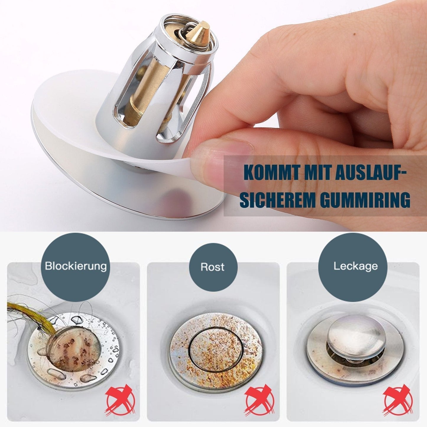 Kruggo® Pop-up Ablaufgarnitur Waschbecken Stopper