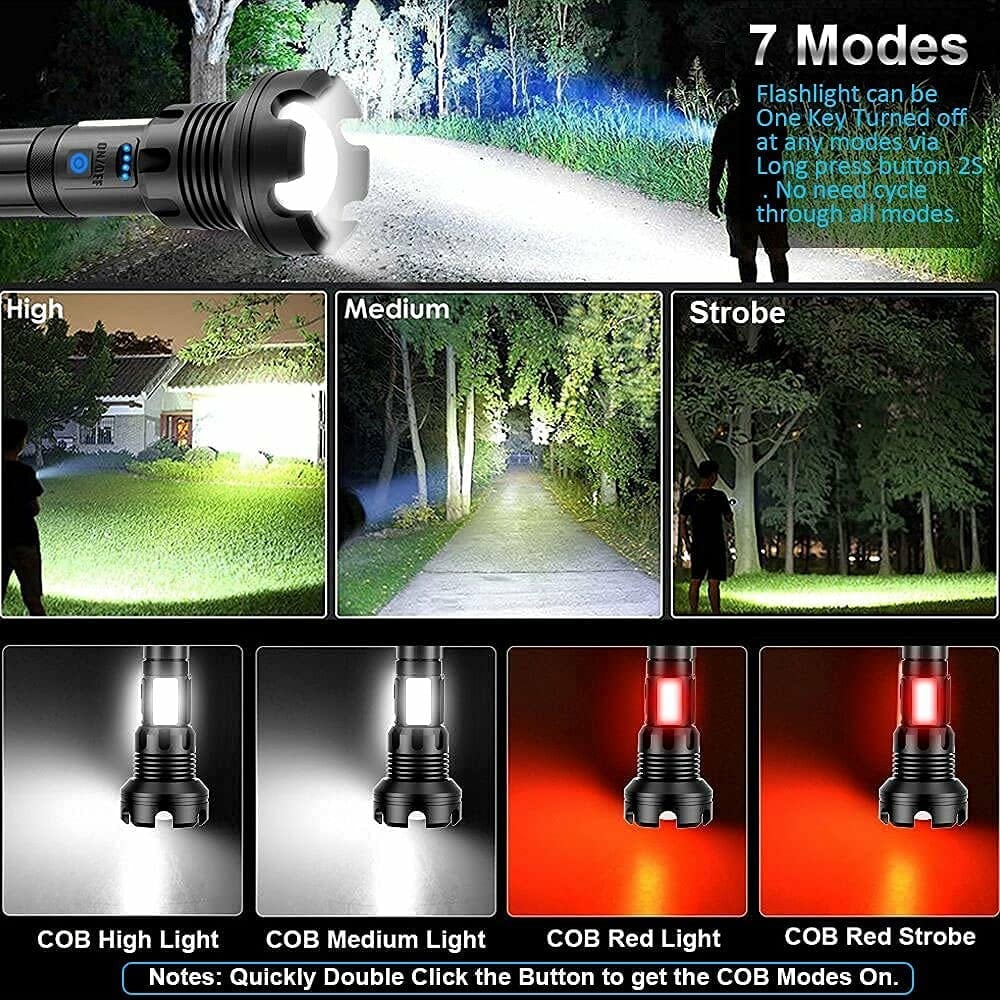 LED Uppladdningsbar Tactical Laser Ficklampa Hög Lumens