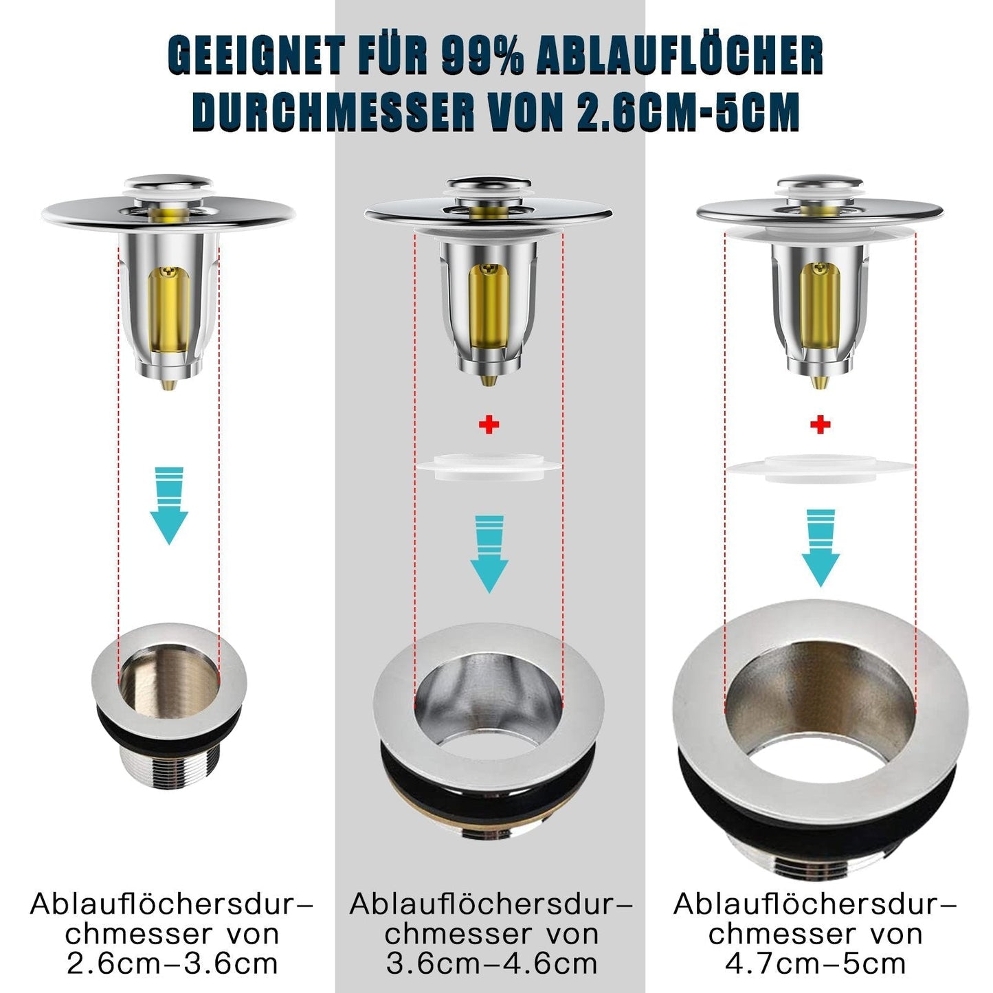 Kruggo® Pop-up Ablaufgarnitur Waschbecken Stopper