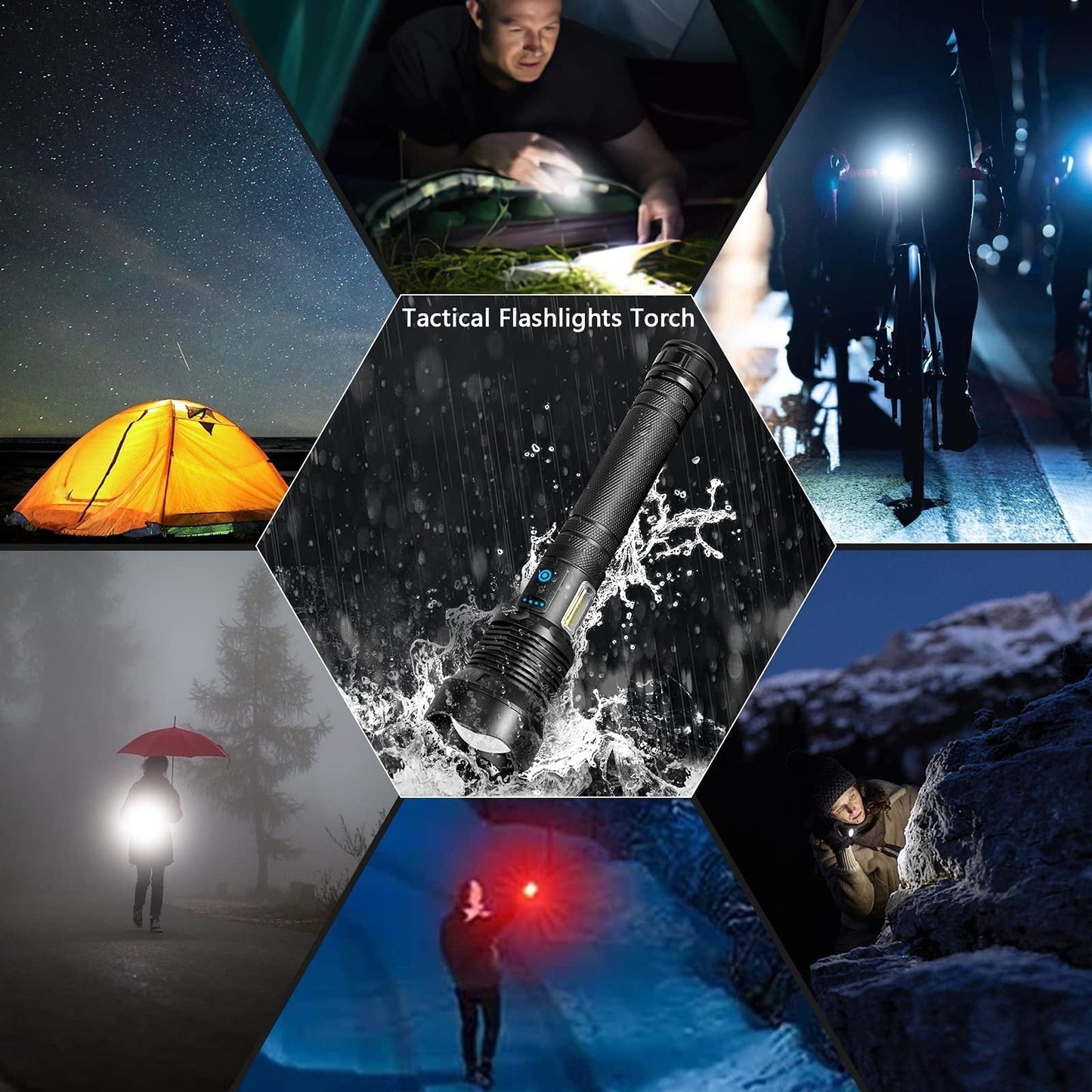LED Uppladdningsbar Tactical Laser Ficklampa Hög Lumens