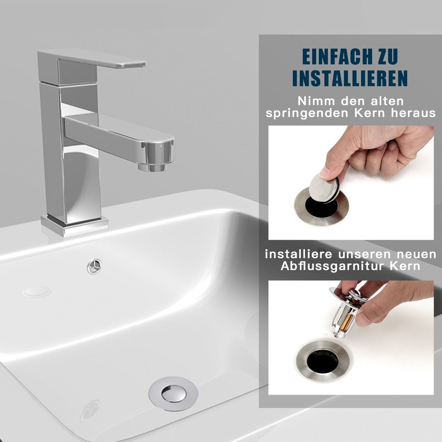 Kruggo® Pop-up Ablaufgarnitur Waschbecken Stopper