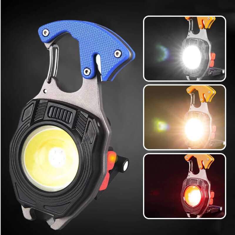 Fickmultiverktyg med ficklampa, nyckelring och visselpipa