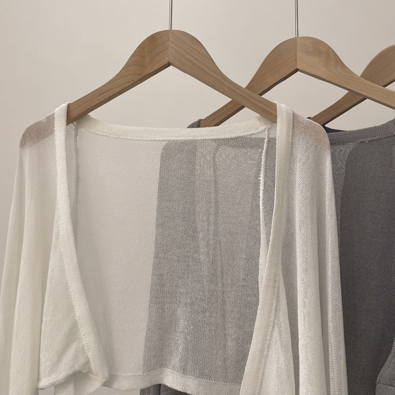 Sunshine Cardigan Stickad Cardigan Women's tunn is siden sjal luftkonditionering Skjorta