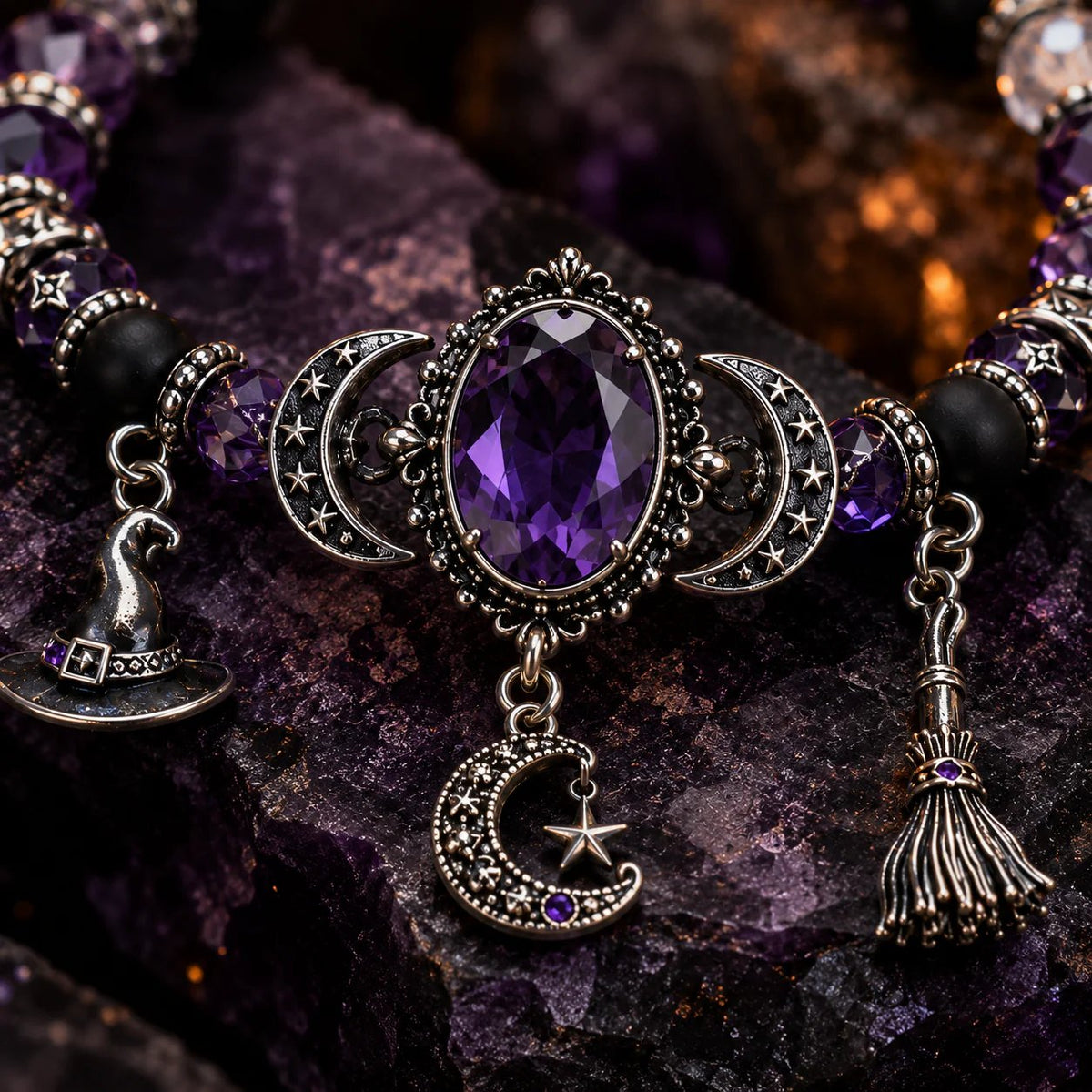 🔥 SISTA DAGEN 49% RABATT – 🔮 Häxans Kristallmåne-berlockarmband