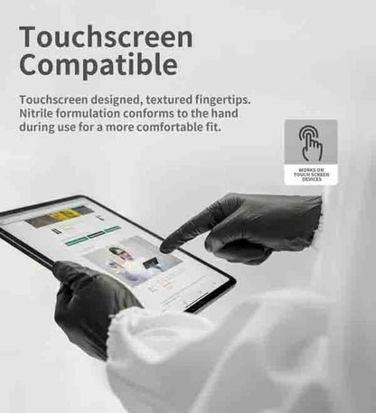Nitrilhandskar, 100/50-pack - Svarta engångshandskar | Tjocka & Skyddande