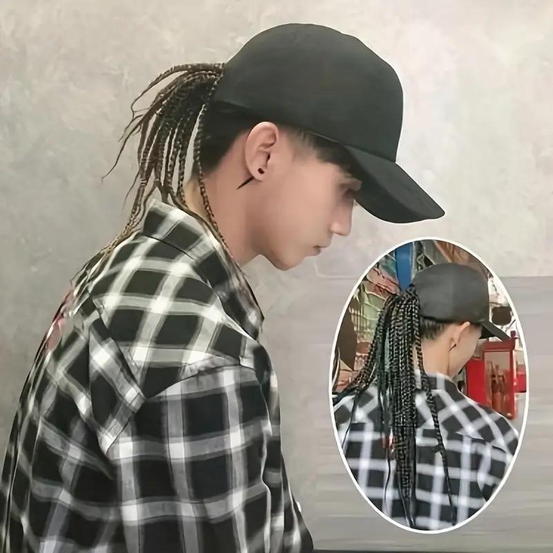 Flätad perukkeps – Snapback-keps med fastsydda dreadlockfläto
