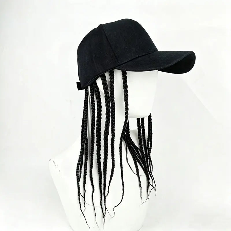 Flätad perukkeps – Snapback-keps med fastsydda dreadlockfläto