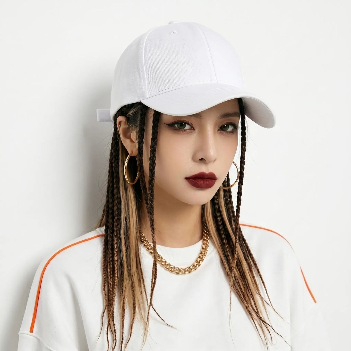 Flätad perukkeps – Snapback-keps med fastsydda dreadlockfläto