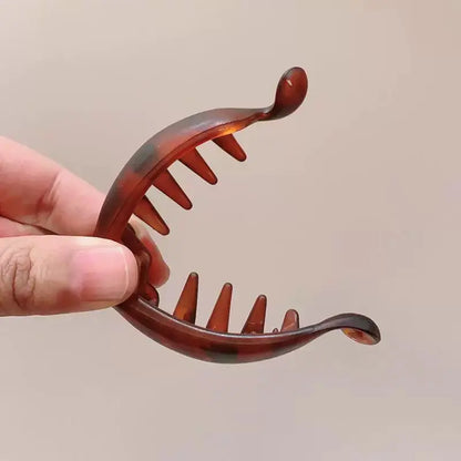Mini-hårklämmor med halkskydd i bananform (4 st.) – Lätta hårklämmor för hästsvansar och knutar i tunt/fint hår