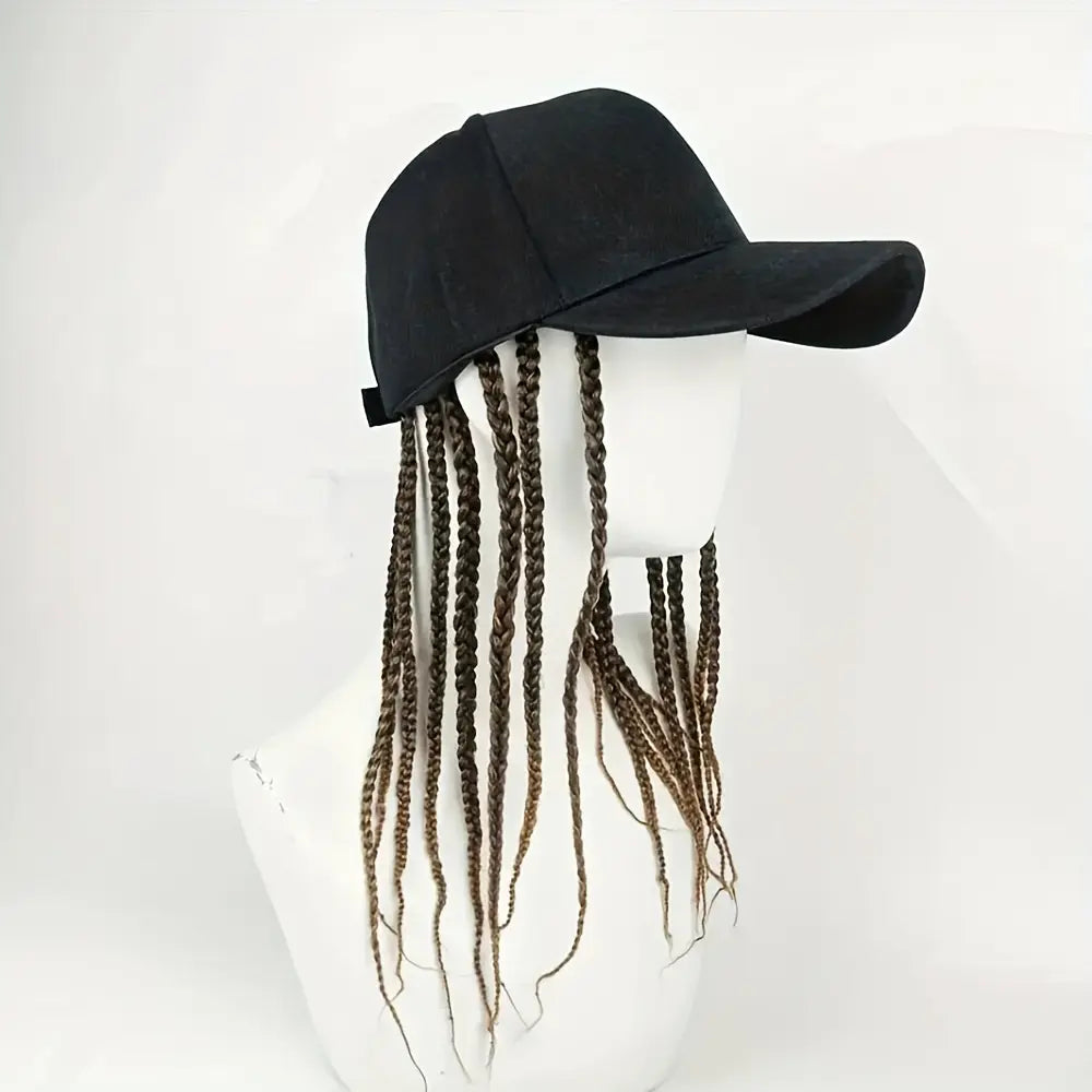 Flätad perukkeps – Snapback-keps med fastsydda dreadlockfläto