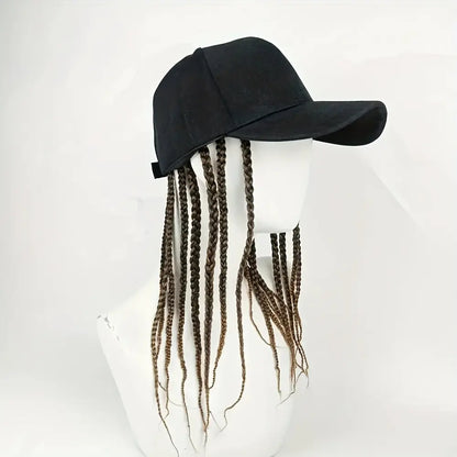 Flätad perukkeps – Snapback-keps med fastsydda dreadlockfläto