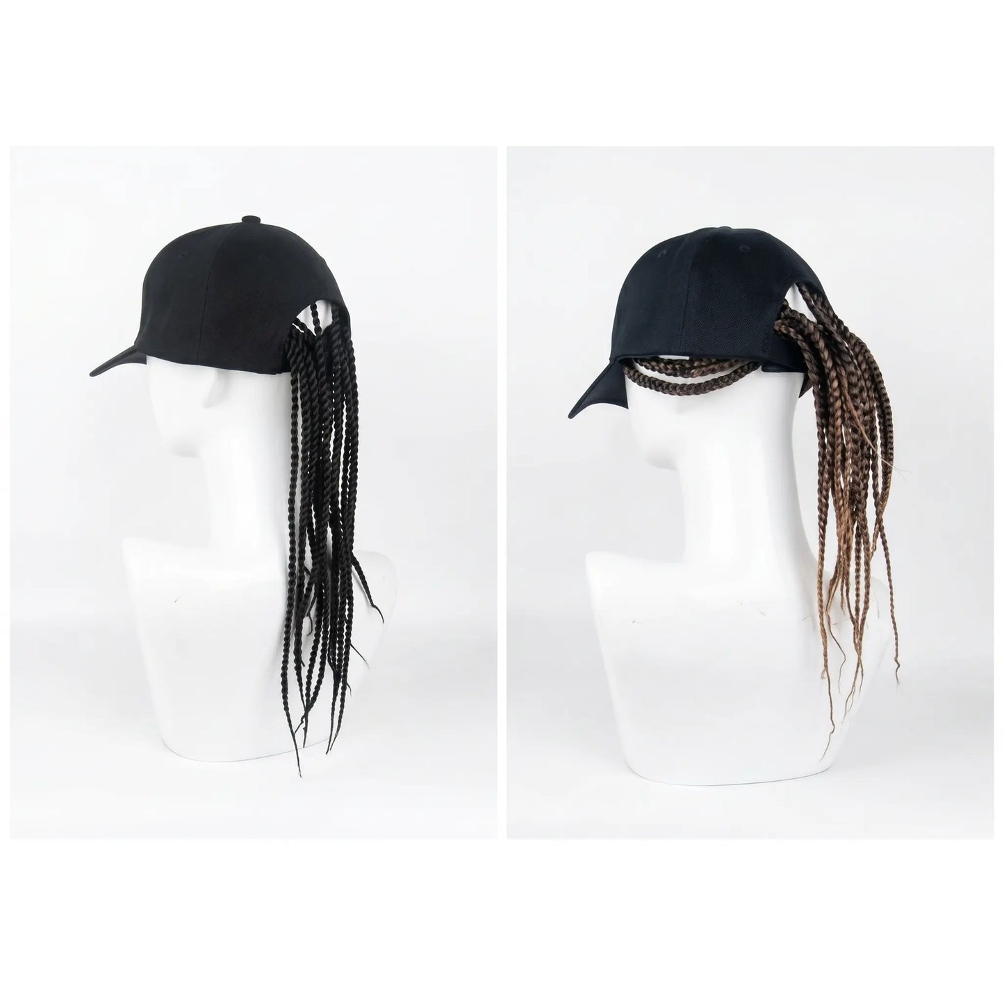 Flätad perukkeps – Snapback-keps med fastsydda dreadlockfläto