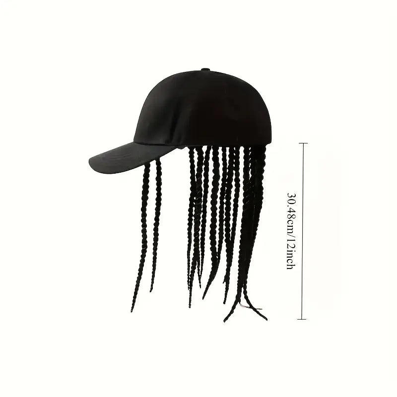 Flätad perukkeps – Snapback-keps med fastsydda dreadlockfläto
