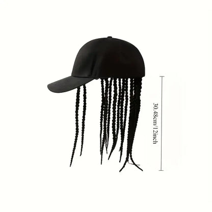 Flätad perukkeps – Snapback-keps med fastsydda dreadlockfläto