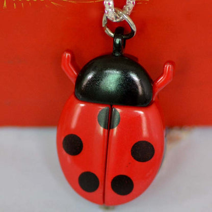 🐞 Halsband med vintage nyckelpiga-fickur