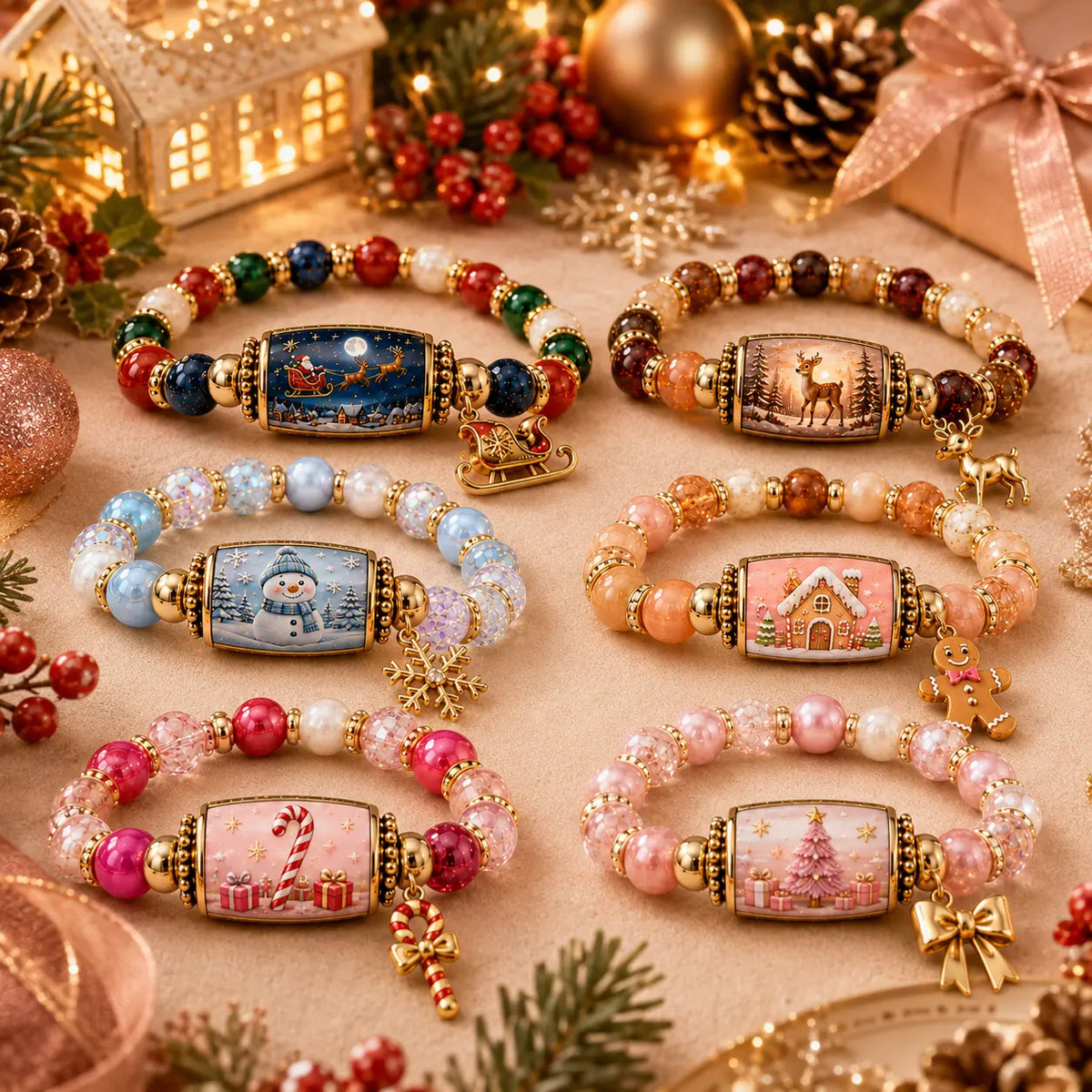 🎄 Limited Edition Christmas Story Pärlarmband Set | Julklappssmycken
