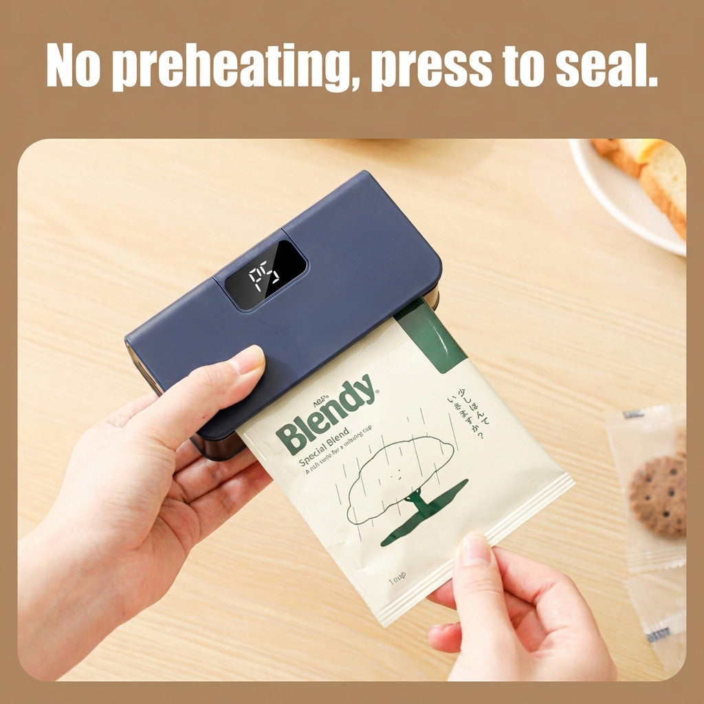 🔧Bärbar USB-förseglingsmaskin med två funktioner – försegling och öppning, LED-display med 6 inställningar