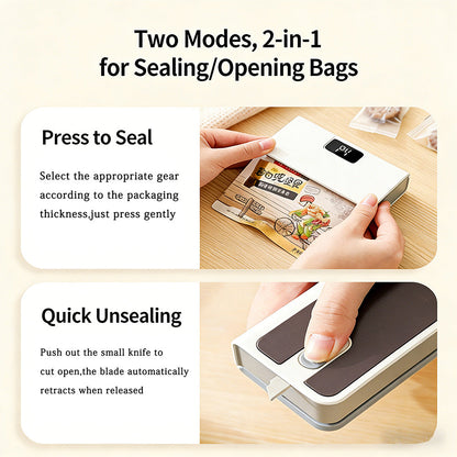 🔧Bärbar USB-förseglingsmaskin med två funktioner – försegling och öppning, LED-display med 6 inställningar