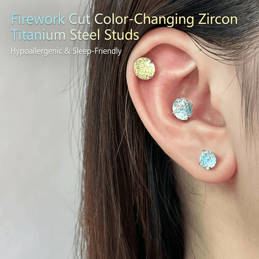 🌈Fyrverkerislipade färgskiftande zirkoniumtitaniumstålörhängen – allergivänliga och sömnvänliga