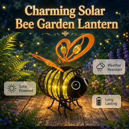 🌙🍃 TIDBEGRÄNSAD 50% RABATT! Hängande solcellslampa med bi – Varmt bärnstensfärgat sken, flimmerfritt, perfekt för trädgårdsfester, camping eller barnrum – Sprid glädje dag och natt 🌞🌜