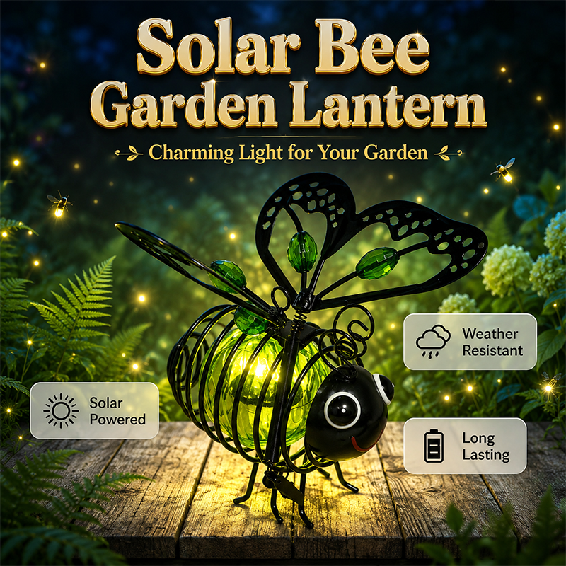 🌙🍃 TIDBEGRÄNSAD 50% RABATT! Hängande solcellslampa med bi – Varmt bärnstensfärgat sken, flimmerfritt, perfekt för trädgårdsfester, camping eller barnrum – Sprid glädje dag och natt 🌞🌜
