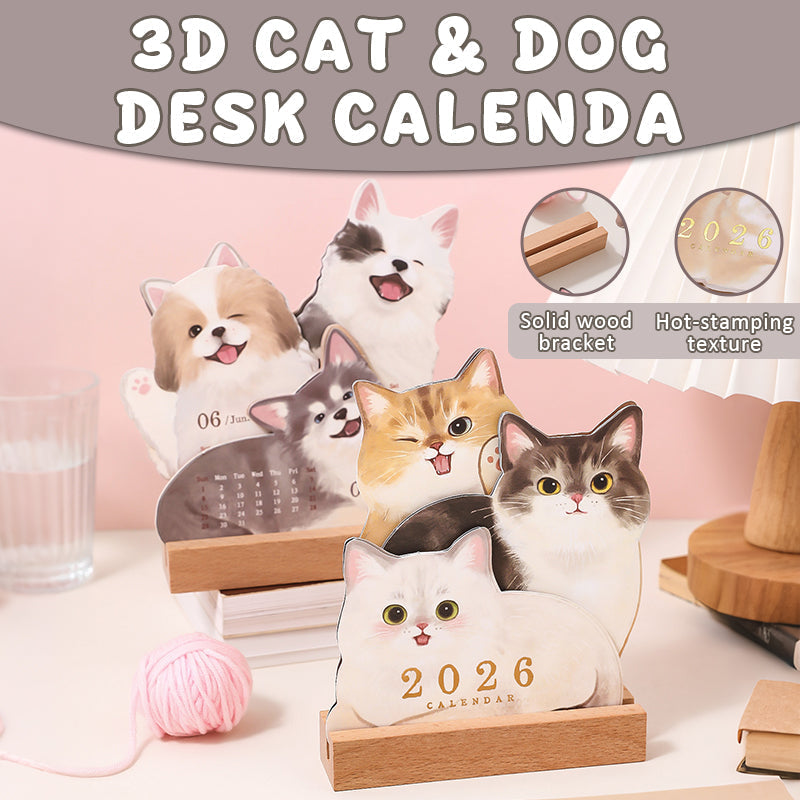 📅🐾 3D-bordskalender med katter och hundar – ett år fullt av sötma på ditt skrivbord! ✨😻🐶