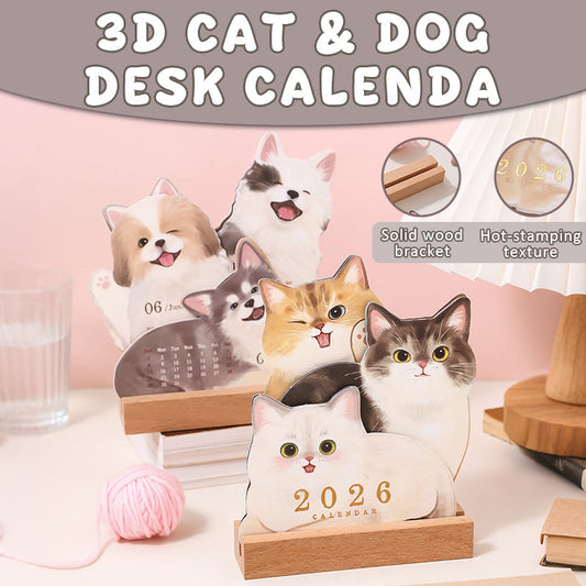 📅🐾 3D-bordskalender med katter och hundar – ett år fullt av sötma på ditt skrivbord! ✨😻🐶