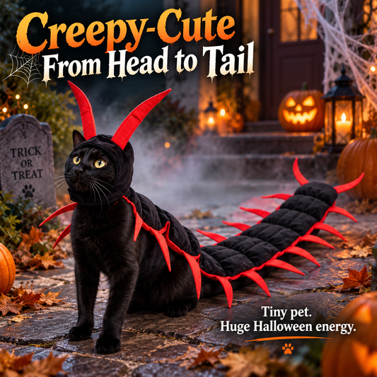 🎃 Obehaglig-Söt Halloween Tusenfotingskostym – 3D Krypande Dräkt för Hundar och Katter 🐾