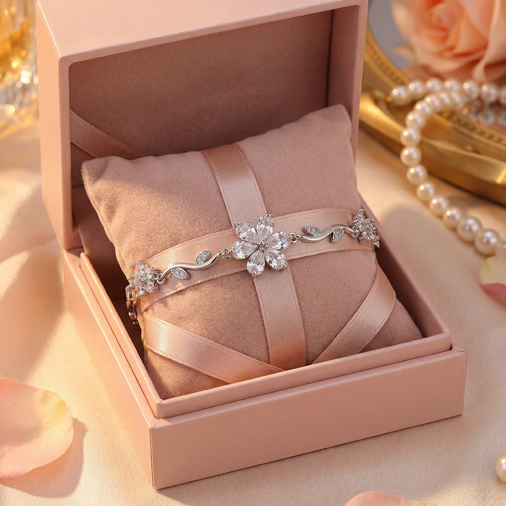 Elegant blomarmband för kvinnor – 5-blads kristallblomsdesign, justerbar kedj