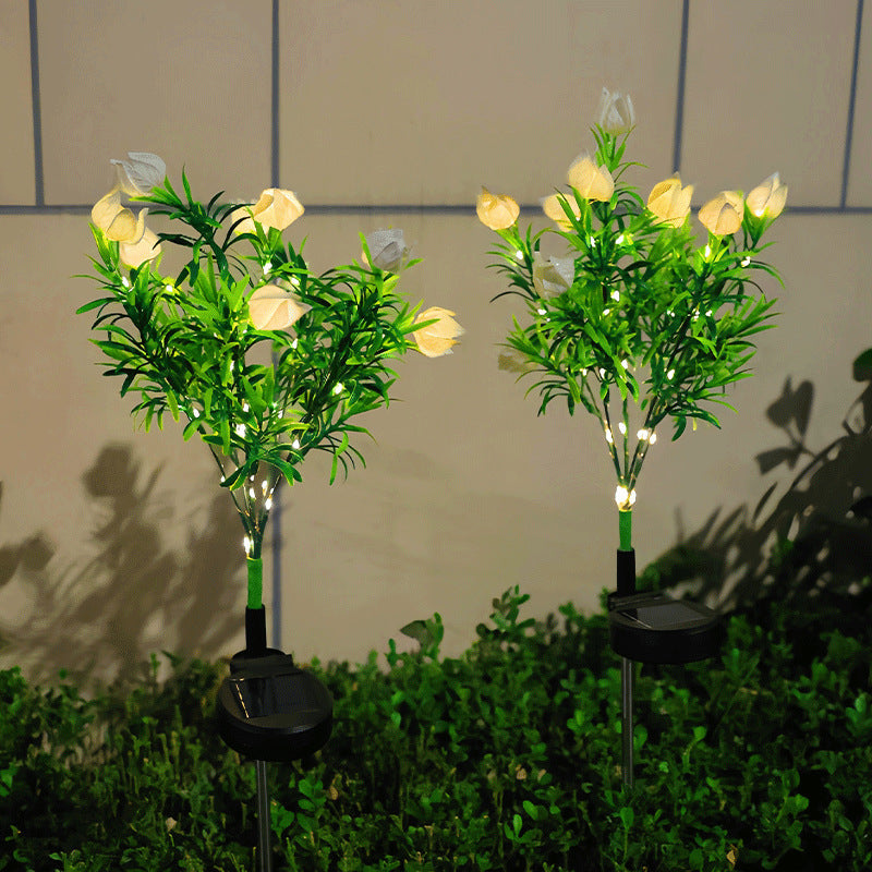 🌸Solcellslampor för blomsterstakar - Vattentät trädgårdsdekoratio