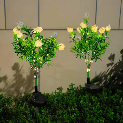 🌸Solcellslampor för blomsterstakar - Vattentät trädgårdsdekoratio