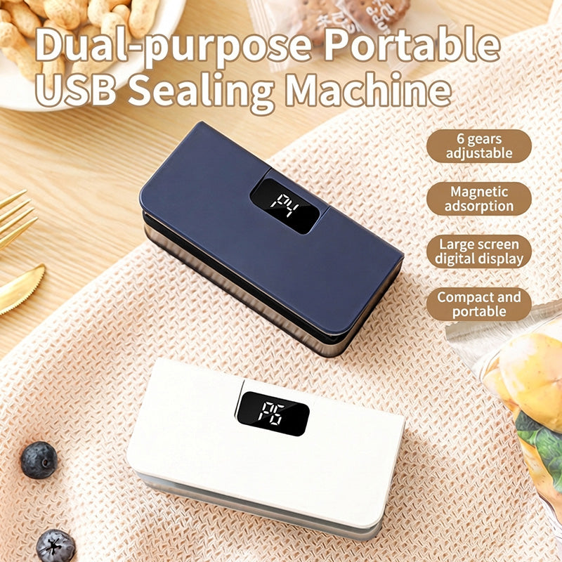 🔧Bärbar USB-förseglingsmaskin med två funktioner – försegling och öppning, LED-display med 6 inställningar