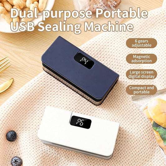 🔧Bärbar USB-förseglingsmaskin med två funktioner – försegling och öppning, LED-display med 6 inställningar