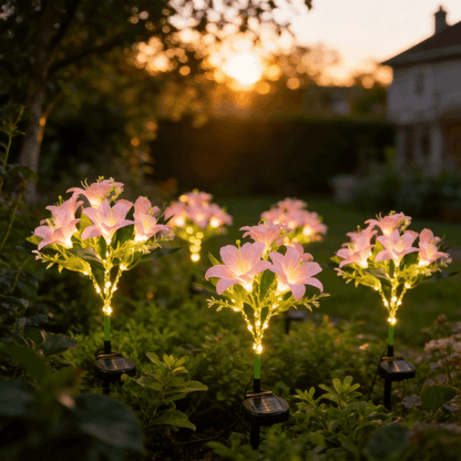 🌸Solcellslampor för blomsterstakar - Vattentät trädgårdsdekoratio