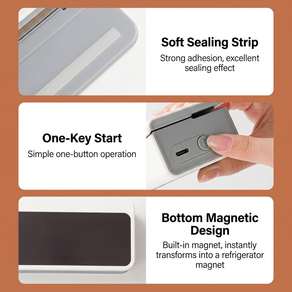 🔧Bärbar USB-förseglingsmaskin med två funktioner – försegling och öppning, LED-display med 6 inställningar