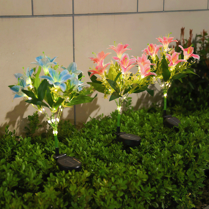 🌸Solcellslampor för blomsterstakar - Vattentät trädgårdsdekoratio