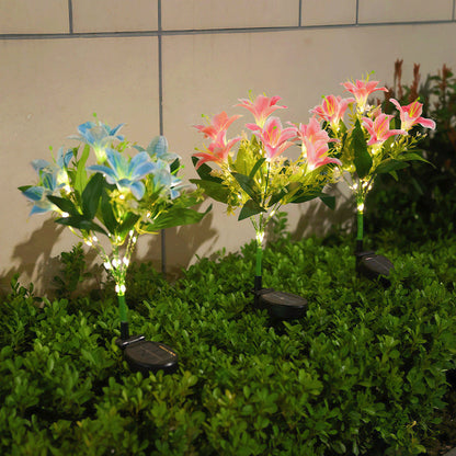 🌸Solcellslampor för blomsterstakar - Vattentät trädgårdsdekoratio