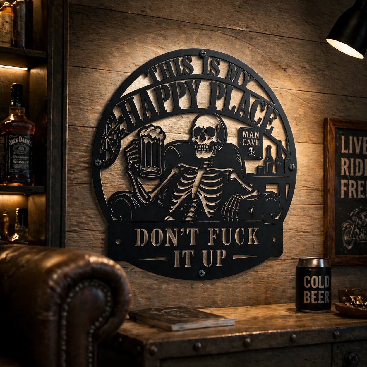 💀🍺"Detta är min lyckliga plats" Intressanta dekorationer för exklusiva utrymmen för män
