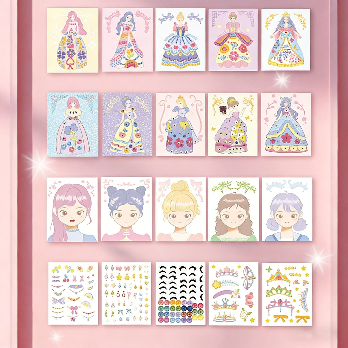 👸Prinsessans DIY-hantverkskit: smink, diamantkonst och klädsel