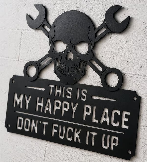 💀🛠️"Detta är min lyckliga plats" Metallväggkonstskylt🔥