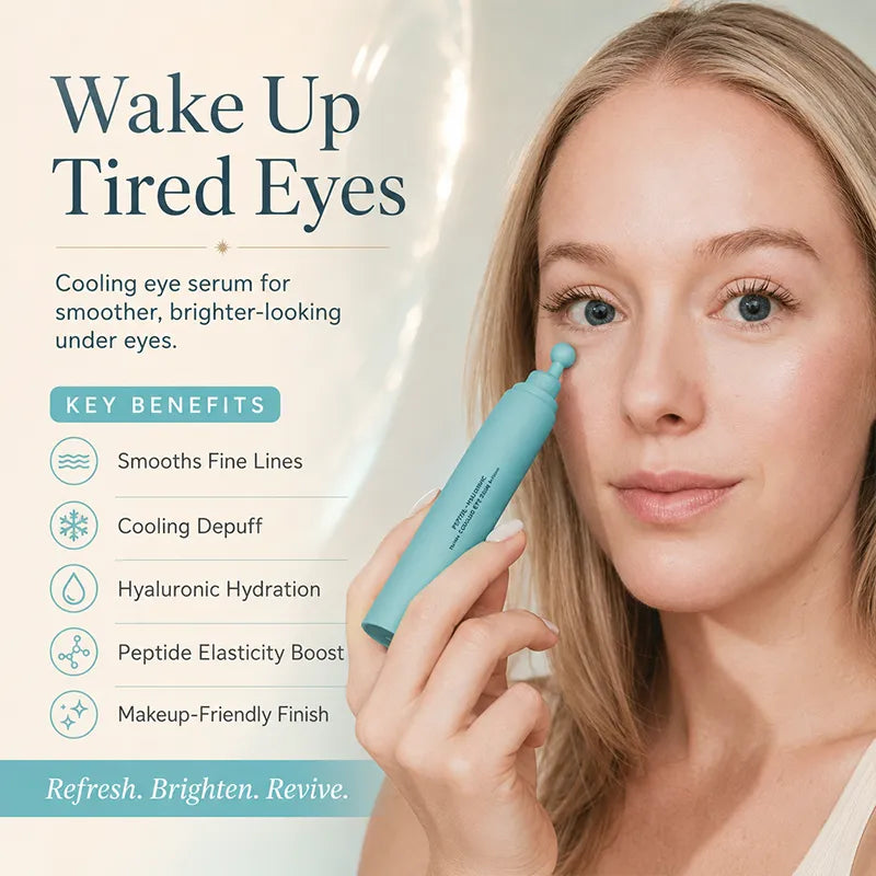 Peptide Eye Serum - Kylande rollerball-serum under ögonen för svullnader, mörka ringar och rynkor med peptider, hyaluronsyra, MSM och reishi-svamp