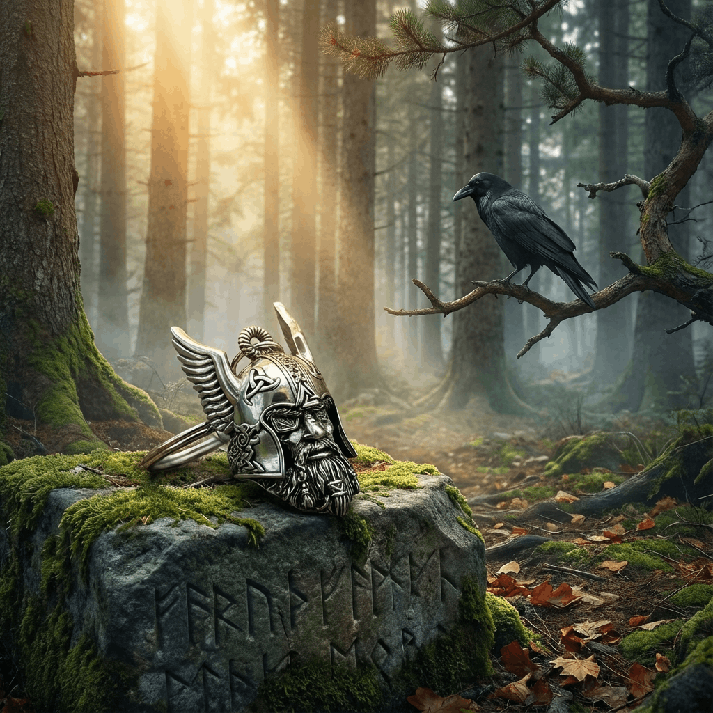 🛡️ Odin Vikinga-amulettnyckelring 🔔