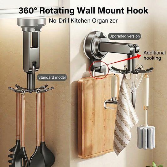 🏠 360° roterande väggkrok – En köksorganisatör som inte kräver borrning