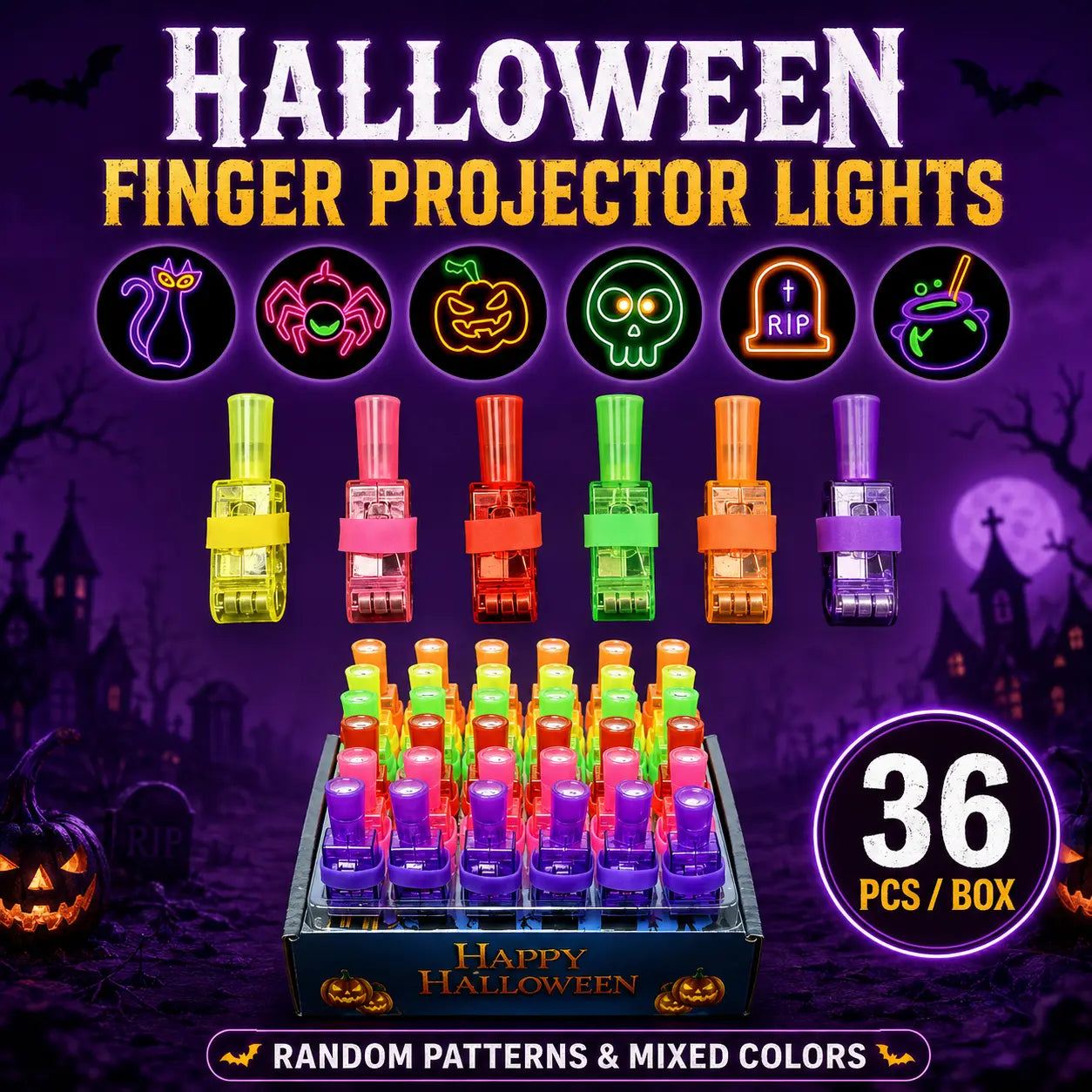 👻🎃 Halloween-fingerprojektorringar – LED-festgåvor för barn
