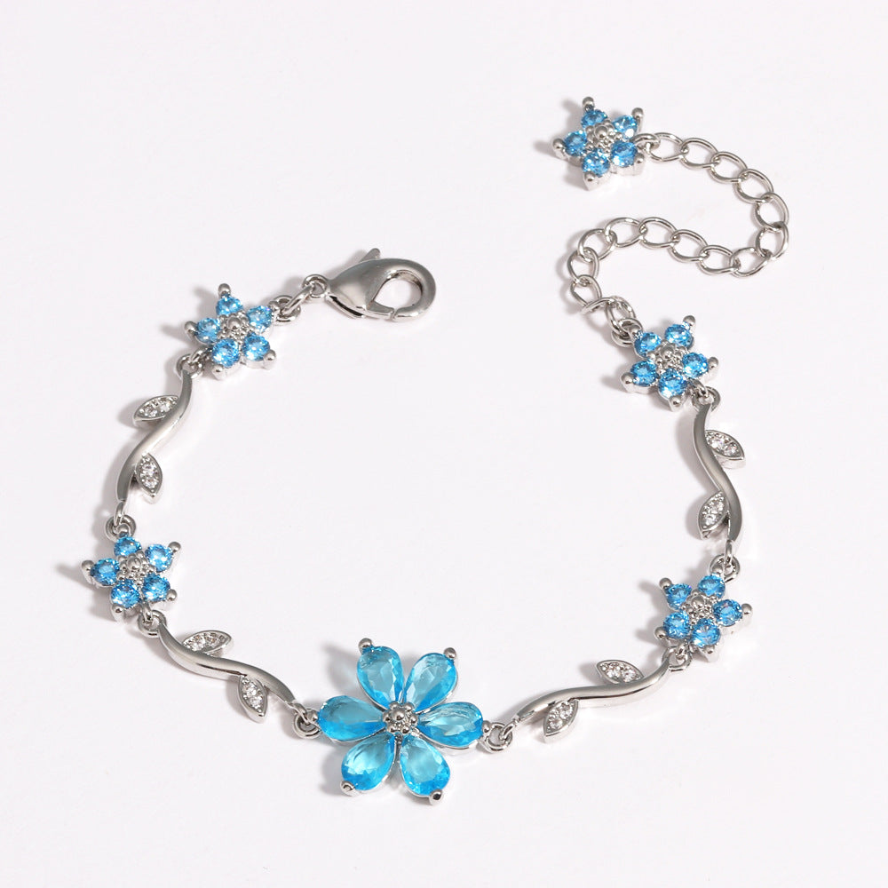 Elegant blomarmband för kvinnor – 5-blads kristallblomsdesign, justerbar kedj